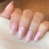 NOVO OVO Court Oval Amande Rose Clair Nude Argent Étincelle Ombre Épais Faux ongles à coller STARRY LIGHTS Lustré Holographiq