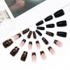 Brishow Faux ongles français ambre ongles Rose Court faux ongles ensemble complet de stickers à ongles 24pcs pour les femmes 