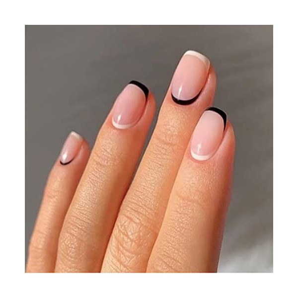 Amande Brillant Faux Ongles Courts Pure Nude Press On Nails Blanc