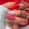 Daterkey Lot de 24 faux ongles courts et carrés de Noël - Faux ongles à presser pour femmes et filles A 