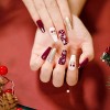 Bufenia Lot de 24 faux ongles en forme de cercueil de Noël en forme de flocon de neige ballerine à paillettes pour femmes et 