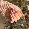 Bufenia Lot de 24 faux ongles en forme de cercueil de Noël en forme de flocon de neige ballerine à paillettes pour femmes et 