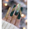 Sethexy Noël Vert Cercueil Faux ongles Paillettes Flocon de neige Ongles à presser Glossy 24Pcs Acrylique Ongles à coller pou