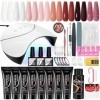 Kit de Gel pour Ongles en Poly, VANREESA Complet Kit dextension de Gel pour Ongles en Poly 8 Couleurs avec Lampe U V/LED 36W