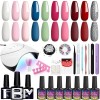 Kit Vernis Semi Permanent Complet Gel, Kit Manucure Semi Permanent Complet Phoenixy 10 Couleurs Vernis Gel avec 36W Lampe, Ki