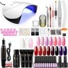 COSCELIA 36W Lampe à UV LED Ponceuse pour Ongles,15 Couleurs Kit Vernis Semi Permanent Complet 3Pcs Gel dExtensions dOngles