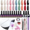 Phoenixy Kit de vernis à ongles gel avec lampe,10 couleurs,Lampe à ongles 36 W,Couche de base mate brillante,Outils de manucu