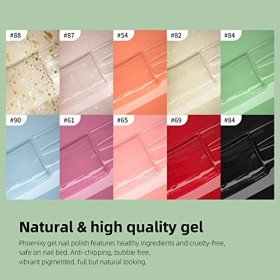Phoenixy Kit de vernis à ongles gel avec lampe,10 couleurs,Lampe à ongles 36 W,Couche de base mate brillante,Outils de manucu
