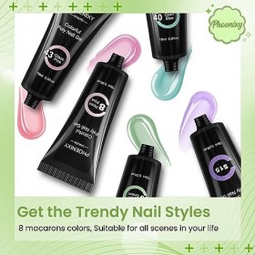 phoenixy Kit dextension dongles en polygel, 8 couleurs, 15 ml, avec lampe à ongles, kit de démarrage pour débutants en salo