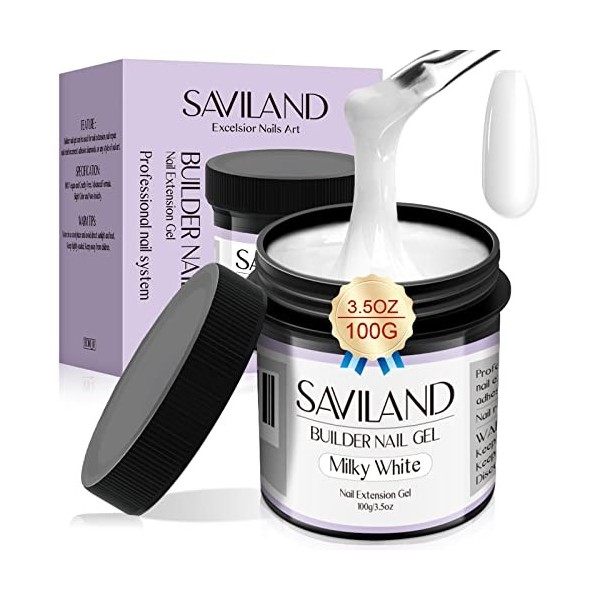 Saviland 100g Gel Ongle U V Construction, Gel Ongles Professionel Dur Rose Clair Grande Capacité, Builder Gel pour Protéger l