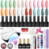 phoenixy Kit de démarrage de vernis à ongles gel 12 couleurs avec lampe à ongles UV/LED 36 W, kit à ongles gel Soak Off avec 