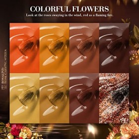 ROSALIND Vernis Semi Permanent, Couleurs dautomne Pumpkin Brown Glitter Couleurs 5ml Vernis à Ongles Nail Gel Polish UV LED 