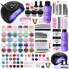 SPTHTHHPY kit verni semi permanent Lampe LED 48W+ Acrylique ongles 90ML et ensemble de poudre + Semi Permanent Vernis à ongle