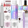 Saviland Kit Poudre Acrylique Ongle + Ponceuse Portable, Clair/Blanc/Rose Poudre Acrylique Super Fine, Liquide et Pinceaux Ac