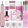 Saviland Kit Poudre Acrylique Ongle + Ponceuse Portable, Clair/Blanc/Rose Poudre Acrylique Super Fine, Liquide et Pinceaux Ac