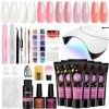 Phoenixy Poly Extension Gel Kit Complet, 6 Couleurs Kit Poly Ongle Gel Rose Blanc Manucure Kit avec 36W Lampe U V Base et Top