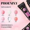 Phoenixy Poly Extension Gel Kit Complet, 6 Couleurs Kit Poly Ongle Gel Rose Blanc Manucure Kit avec 36W Lampe U V Base et Top