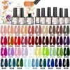 48Pcs Vernis Semi Permanent, 39 Couleurs + 2 Base ＋1 Top Coat Brillant ＋1 Top Coat Matte ＋1 Top Coat Diamant ＋1 Top Coat Fluo