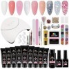 EBANKU Kit Ongles Gel UV Complet, 9 Couleurs Poly Gel Kit Complet Vernis Semi Permanent Extension Ongles avec Lampe Faux Ongl