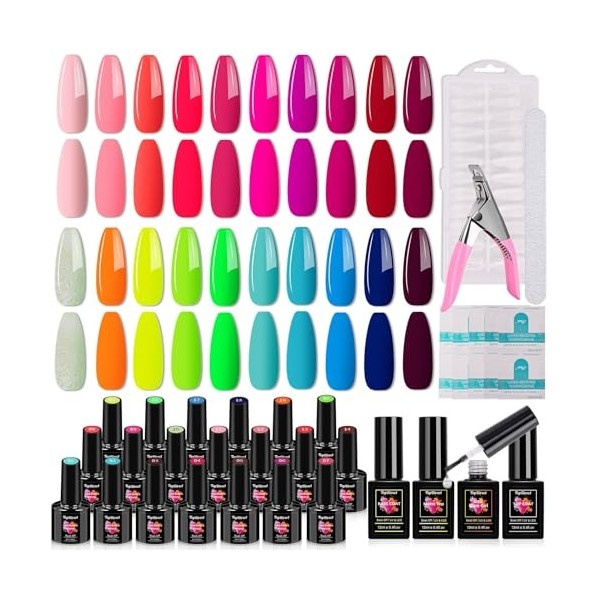 TopDirect Kit Vernis Semi Permanent 20 Couleurs 8 ml Gel Polish Soak Off Vernis à Ongles pour Salon de Manucure, 480 Pièces F