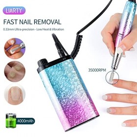 Perceuse à ongles rechargeable professionnelle, lime à ongles électrique sans fil 35 000 tr/min, avec écran LCD, vitesse régl