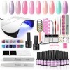 COSCELIA Kit de démarrage Shellac 7 ml x 10 couleurs avec lampe, vernis à ongles UV avec lampe UV, kit de démarrage pour ongl