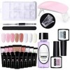 Sttoce Poly Nail Gel Kit de 100 formes dextensions dongles Polygel Kit de démarrage avec lampe UV, feutres à ongles, 8 coul