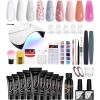 VANREESA Kit de gel à ongles en poly, 15 ml, 9 couleurs nude à paillettes, avec lampe à ongles U V 36 W, outils de manucure d