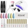 ROSALIND Kit Vernis Semi Permanent Complet UV LED Lampe 48W, 6 Couleurs 10ml Vernis Gel UV Semi Permanent Pastel avec 4PCS Ba