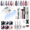 Vishine Kit de 40W UV LED Lampe Vernis Semi Permanent Lot 6 Vernis à ongles Nude Naturelle Jelly Transparent Gel Soak Off Bas