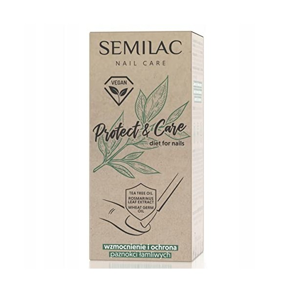 Semilac Nail Hardener Protect & Care for Strengthening and Protecting Brittle Nails Vegan Formula 7 ml