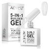 Gel Construction Ongle UV 5 en 1 15 ml, Transparent Builder Gel, Gummy Base Pose Americaine, UV/LED Gel Ongles pour Nail Exte