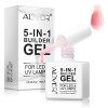 Gel Construction Ongle UV 5-En-1 15 ml, Transparent Builder Gel, Gel de base, Vernis à ongles LED pour Nail Extension, Répara...
