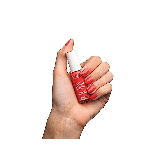 PODERM - LOT 2 PRODUITS | SOIN VERNIS PROFESSIONNEL | Top Coat Brillant Longue Tenue + Vernis ROSE CORAIL Tea Tree | Préventi