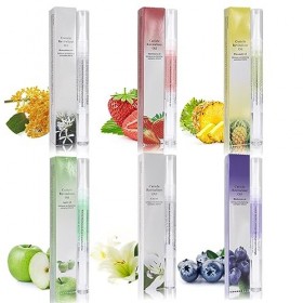 Lot de 6 stylos à huile pour cuticules avec pinceau doux Ingrédients naturels Huile pour cuticules pour ongles, mélange de sa