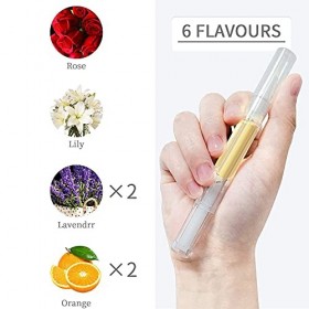 Lot de 6 stylos de soin pour les ongles - 4 saveurs différentes - Huile pour cuticules - Traitement avec pinceau souple pour 