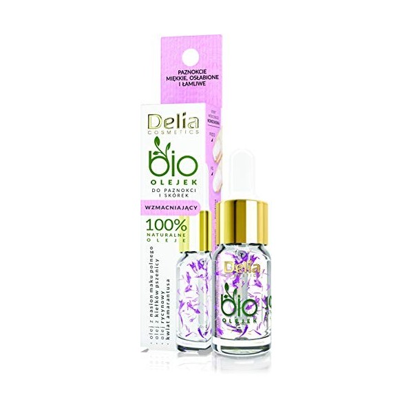 Delia Cosmetics - Huile Bio pour Ongles et Cuticules - Renforcer – Pour Les Ongles fragiles et Déchiquetés – Hydratation Nutr