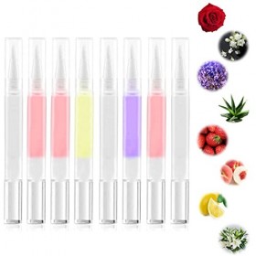 Huile Cuticules, 8 PCS Stylo Cuticules Ongles, Nail Nutrition Oil Soin des ongles Mix Taste Polissoir a Ongle de Traitement p