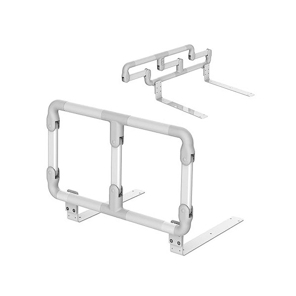 Heuffe Barrière de Lit Adulte, Barre Protection Lit Réglable Personnes Àgées,Pliable Rail de Protection Chute pour Lit, Rabat