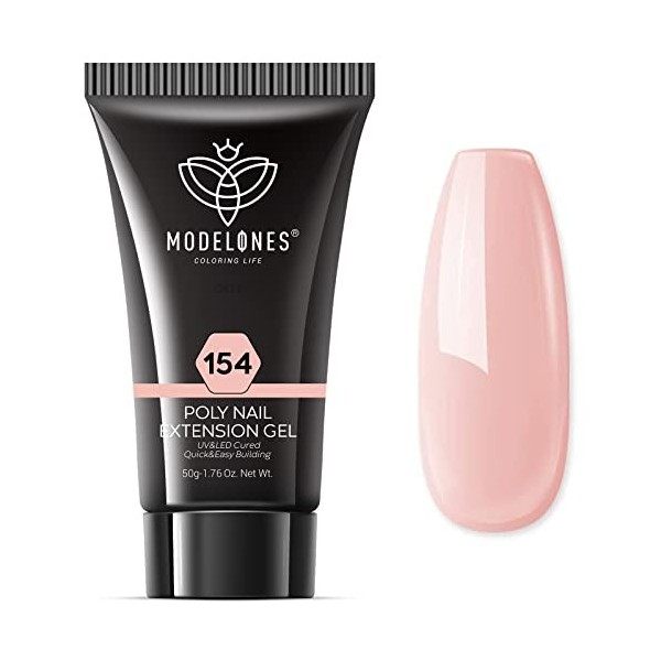 Modelones Polygel kit Ongle Gel UV Complet 50g Faux Ongles Extension Naturel Nude Rose Construction Vernis Semi Permanent Qui