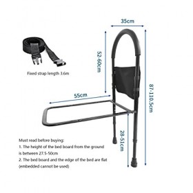 Barre dassistance au lit avec Poche de Rangement pour Personnes âgées réglable en Hauteur pour Aider à Entrer et Sortir du l