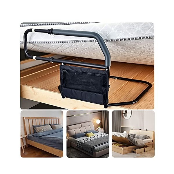 Medical Bed Assist Bar with Storage Pocket and Fall Prevention Safety Hand Guard Grab Bar, Bed Side Assist Handle Bar Safety 