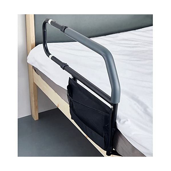 Medical Bed Assist Bar with Storage Pocket and Fall Prevention Safety Hand Guard Grab Bar, Bed Side Assist Handle Bar Safety 