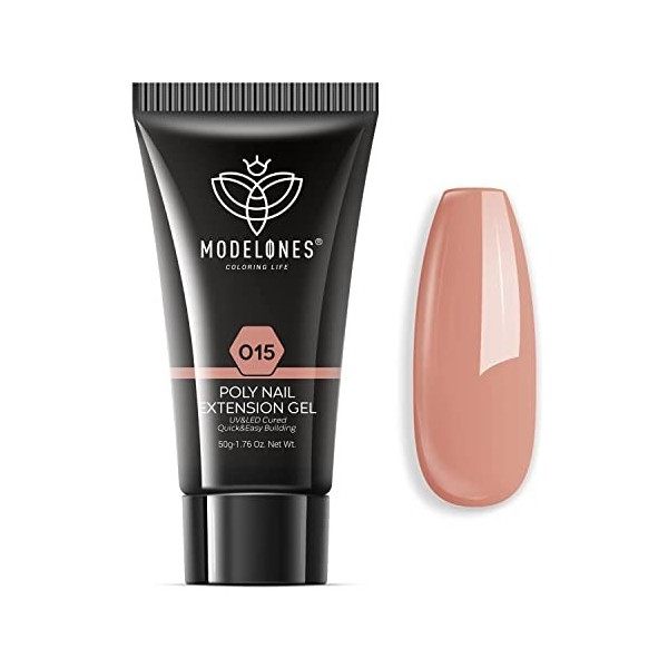 Modelones Polygel kit Ongle Gel UV Complet 50g Faux Ongles Extension Naturel Nude Rose Construction Vernis Semi Permanent Qui