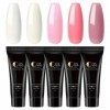 COSCELIA Kit de Poly Vernis Extension Gel, 5pcs Nail Extension Gel de Manucure Professionnel Quick Building Gel, Gel Construc