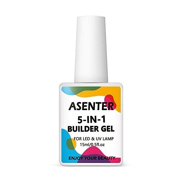 ASENTER 15 ml 5 en 1 Builder Gel pose Americaine, Extend Gel de Construction, Gummy base, Colle Gel Ongle et Structure pour E