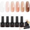 modelones 8-in-1 Gel Construction Ongle UV, 6PCS Nude Gummy Base Pose Americaine,Gel Builder Gel Pour Ongles, Vernis Semi Per