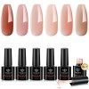 modelones 8-in-1 Gel Construction Ongle UV, 6PCS Nude Gummy Base Pose Americaine,Gel Builder Gel Pour Ongles, Vernis Semi Per