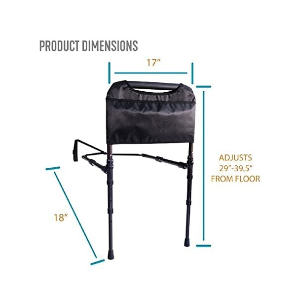 Able Life Barre de lit robuste pour personnes âgées et poignée daide à la sécurité avec pieds de support réglables et pochet