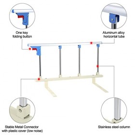 Barre de sécurité latérale - Poignée dassistance pour handicap - Chevet pliable pour personnes âgées, personnes âgées, adult